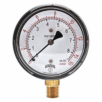 WINTERS K4546 Pressure Gauge 2-1/2 Dial Size Black, 491C64