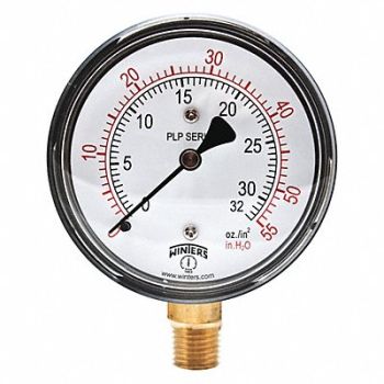 WINTERS K4546 Pressure Gauge 2-1/2 Dial Size Black, 491C65