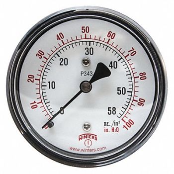 WINTERS K4544 Pressure Gauge 2-1/2 Dial Size Black, 491C77