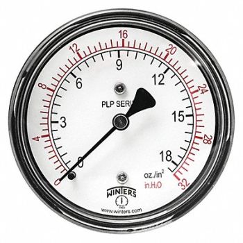 WINTERS K4544 Pressure Gauge 2-1/2 Dial Size Black, 491C73