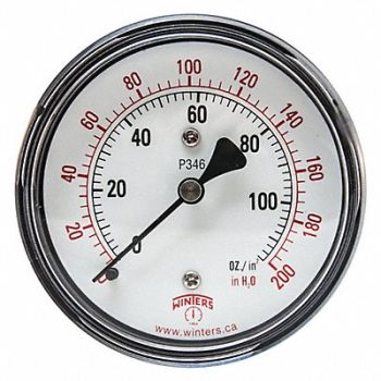 WINTERS K4544 Pressure Gauge 2-1/2 Dial Size Black, 491C79