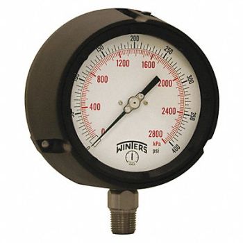 WINTERS Pressure Gauge 4-1/2 Dial Size Black, 491D33