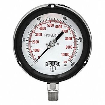 WINTERS Pressure Gauge 4-1/2 Dial Size Black, 491D35