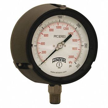 WINTERS Pressure Gauge 4-1/2 Dial Size Black, 491D36