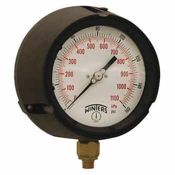WINTERS Pressure Gauge 4-1/2 Dial Size Black, 491D29