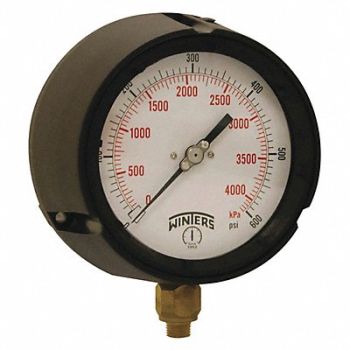 WINTERS Pressure Gauge 4-1/2 Dial Size Black, 491D22