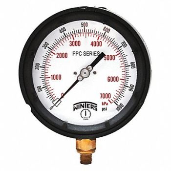 WINTERS Pressure Gauge 4-1/2 Dial Size Black, 491D31