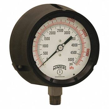 WINTERS Pressure Gauge 4-1/2 Dial Size Black, 491D37