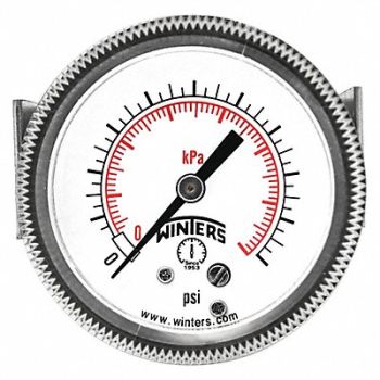 WINTERS K4521 Pressure Gauge 3-1/2 Dial Size Black, 491G14