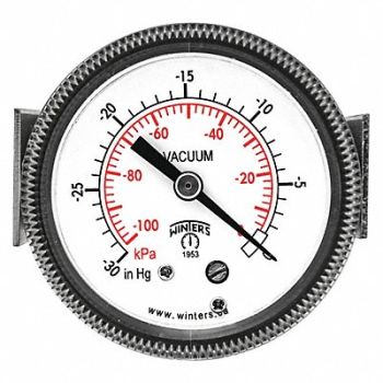 WINTERS K4522 Vacuum Gauge 2 Dial Size Black, 491D49