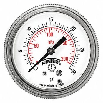 WINTERS K4522 Pressure Gauge 2 Dial Size Black, 491D50