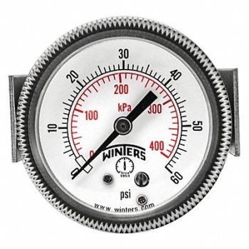 WINTERS K4522 Pressure Gauge 2 Dial Size Black, 491D51