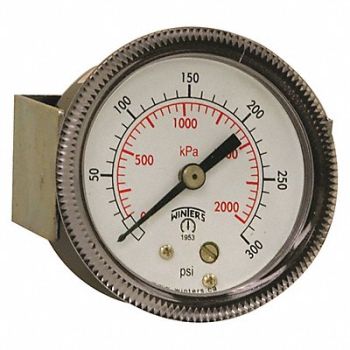 WINTERS K4522 Pressure Gauge 2 Dial Size Black, 491D54