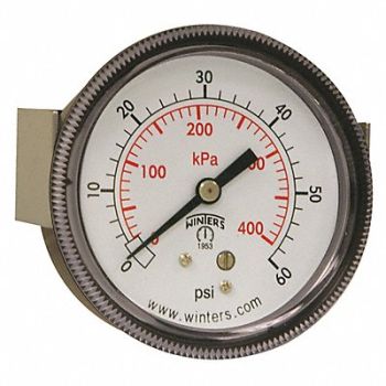 WINTERS K4520 Pressure Gauge 2-1/2 Dial Size Black, 491D59