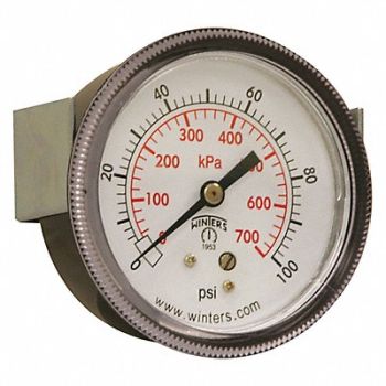 WINTERS K4520 Pressure Gauge 2-1/2 Dial Size Black, 491D60