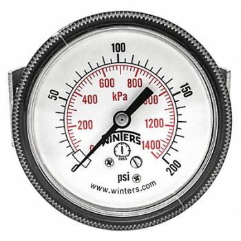 WINTERS K4520 Pressure Gauge 2-1/2 Dial Size Black, 491D61