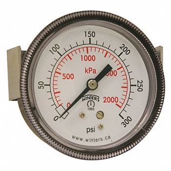WINTERS K4520 Pressure Gauge 2-1/2 Dial Size Black, 491D62