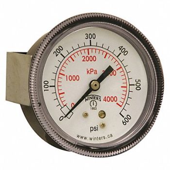 WINTERS K4520 Pressure Gauge 2-1/2 Dial Size Black, 491D64