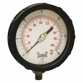 WINTERS K4215 Pressure Gauge 4 Dial Size Red, 491F06