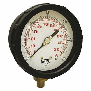 WINTERS K4215 Pressure Gauge 4 Dial Size Black, 491D97