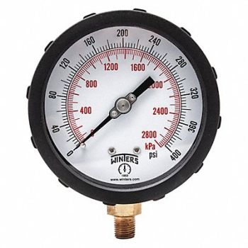 WINTERS K4215 Pressure Gauge 4 Dial Size Red, 491F11
