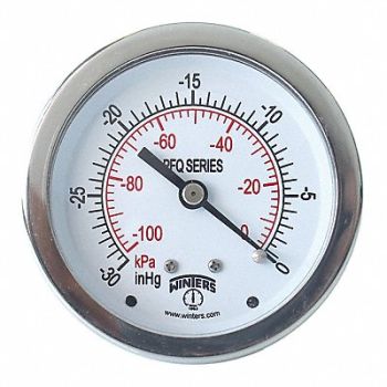 WINTERS Pressure Gauge 2-1/2 Dial Size Silver, 491F49