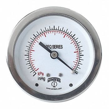 WINTERS Pressure Gauge 2-1/2 Dial Size Silver, 491F55