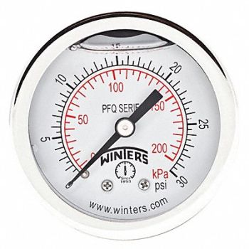 WINTERS K4540 Pressure Gauge 2 Dial Size Silver, 491F75