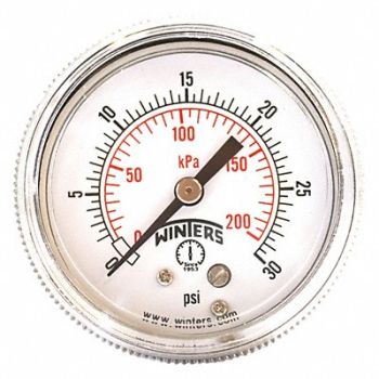 WINTERS K4523 Pressure Gauge 2 Dial Size Black, 491G04