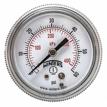 WINTERS K4523 Pressure Gauge 2 Dial Size Black, 491G05