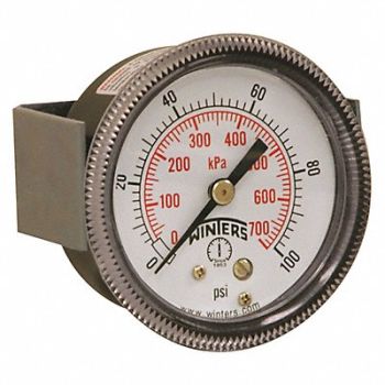 WINTERS K4523 Pressure Gauge 2 Dial Size Black, 491G06