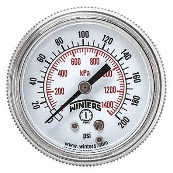 WINTERS K4523 Pressure Gauge 2 Dial Size Black, 491G07
