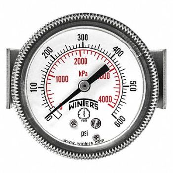 WINTERS K4523 Pressure Gauge 2 Dial Size Black, 491G08
