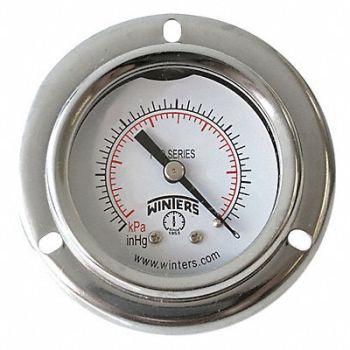 WINTERS K4539 Pressure Gauge 2 Dial Size Silver, 491G19