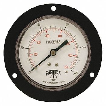 WINTERS K4530 Pressure Gauge 3-1/2 Dial Size Black, 491G20