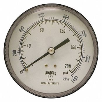 WINTERS K4530 Pressure Gauge 3-1/2 Dial Size Black, 491G21