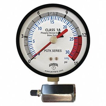 WINTERS K4558 Pressure Gauge 4 Dial Size Black, 491G24