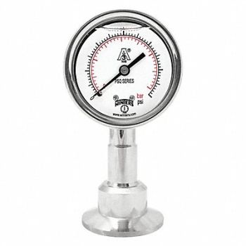 WINTERS Pressure Gauge 2-1/2 Dial Size Silver, 491G26