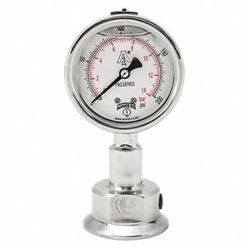 WINTERS Pressure Gauge 2-1/2 Dial Size Silver, 491G27