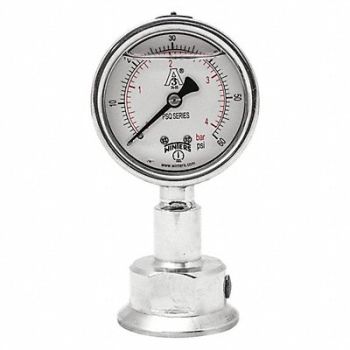 WINTERS Pressure Gauge 2-1/2 Dial Size Silver, 491G28