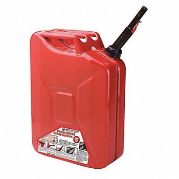 FLAME SHIELD Gas Can 5 gal Self Red Steel 18-1/4 H, 491K35
