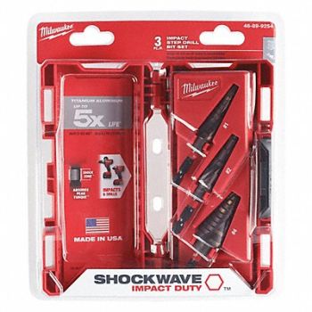 MILWAUKEE Step Drill Bit Set 1/8 to 7/8 Sz Range, 492R89