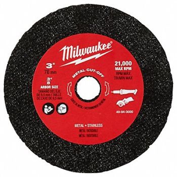 MILWAUKEE Cut-Off Wheel 3/8 Arbor Hole Size PK3, 492T89