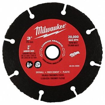 MILWAUKEE Cut-Off Wheel 3/8 Arbor Hole Size, 492T90