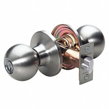 MASTER LOCK Knob Lockset Ball Style Satin Nickel, 492V50