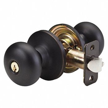 MASTER LOCK Knob Lockset Biscuit Style Aged Bronze, 492V62