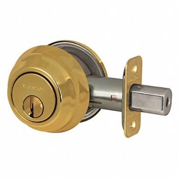 MASTER LOCK Deadbolt Polished Brass Single Cylinder, 492V93