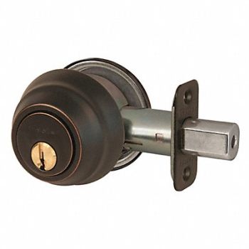 MASTER LOCK Deadbolt Aged Bronze Single Cylinder, 492V95