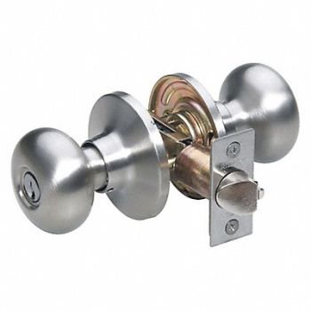 MASTER LOCK Knob Lockset Biscuit Style Satin Nickel, 492V69