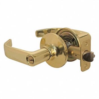 MASTER LOCK Lever Lockset Polished Brss Return Style, 492W06